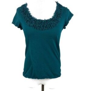Kenneth Cole ruffle tulle short sleeve blouse